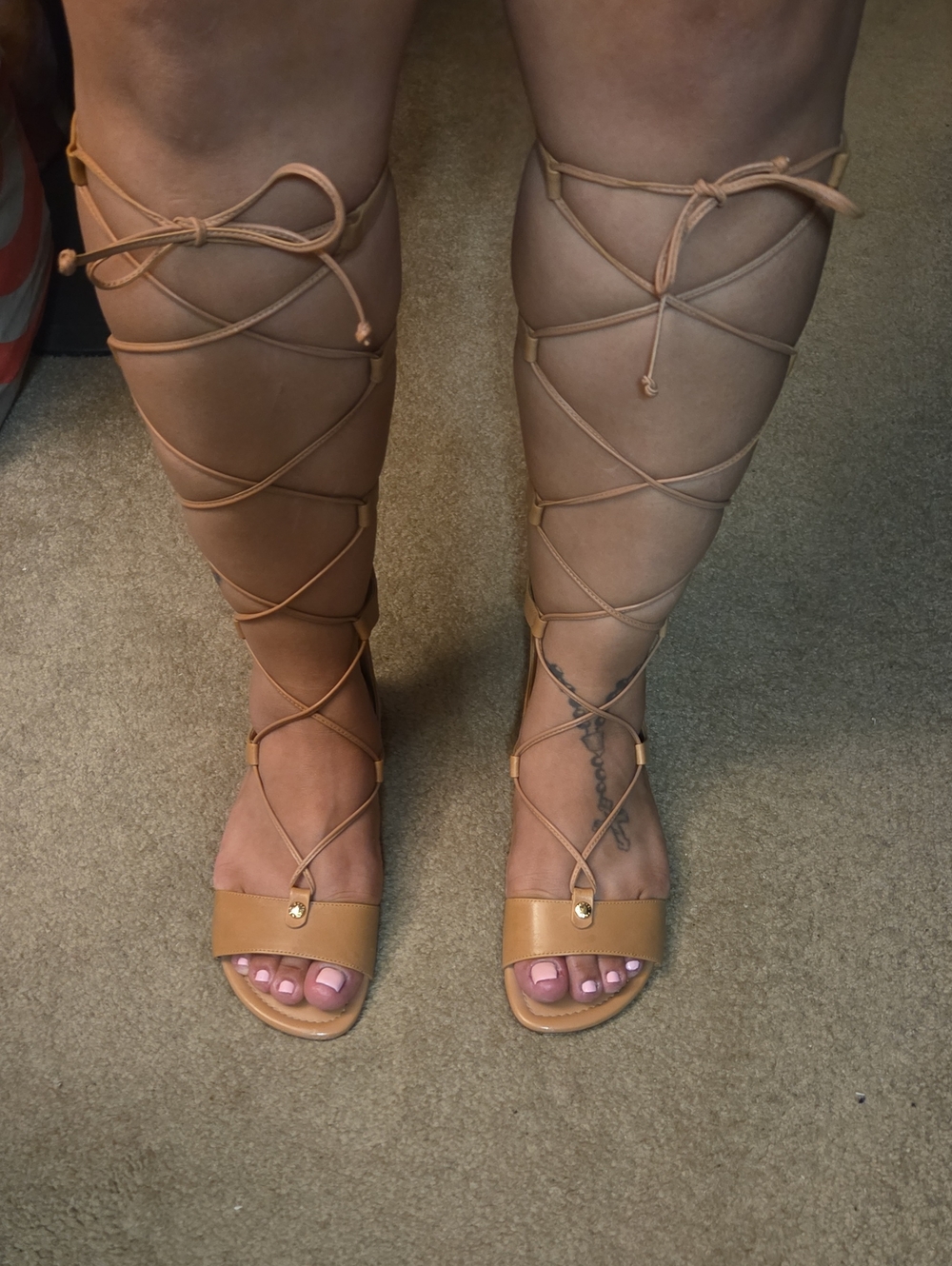 Michael Kors Tan Lace-Up Gladiator Knee-High Sandals